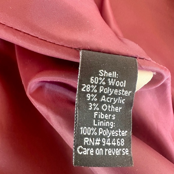 APT 9 Women’s Wool Burgundy Button Up Flared Trench Coat - Small - Picture 7 of 9